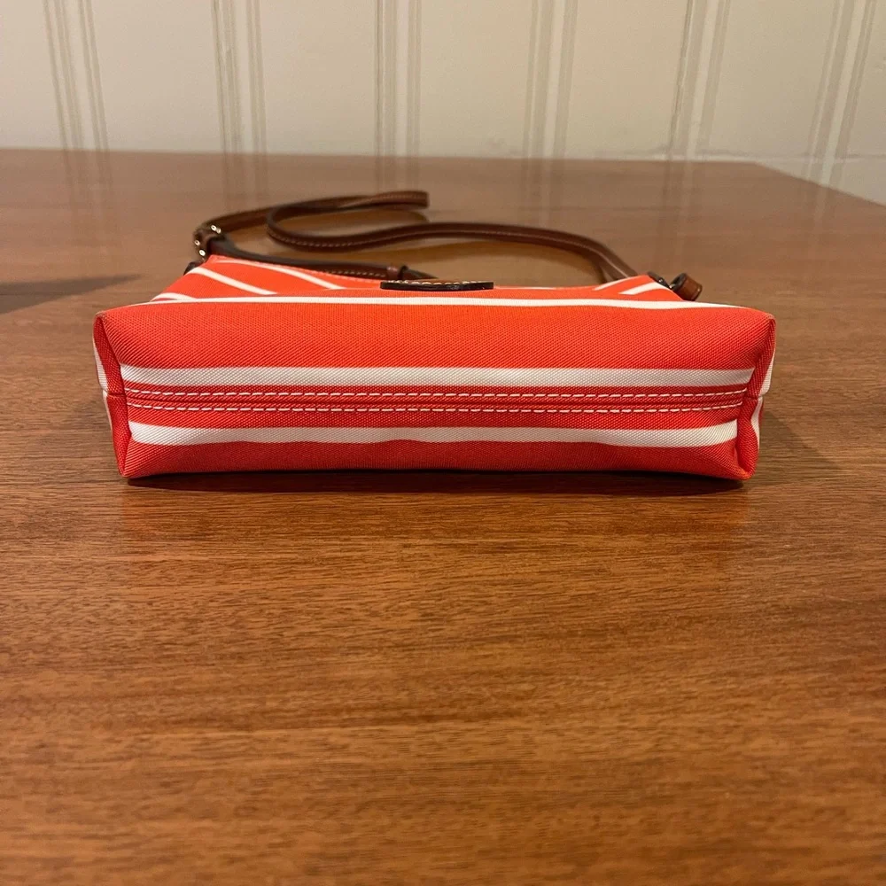 Dooney & Bourke Crossbody Bag Purse Striped Orange & White